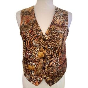 Vintage Animal Print Vest - Brown and Tan